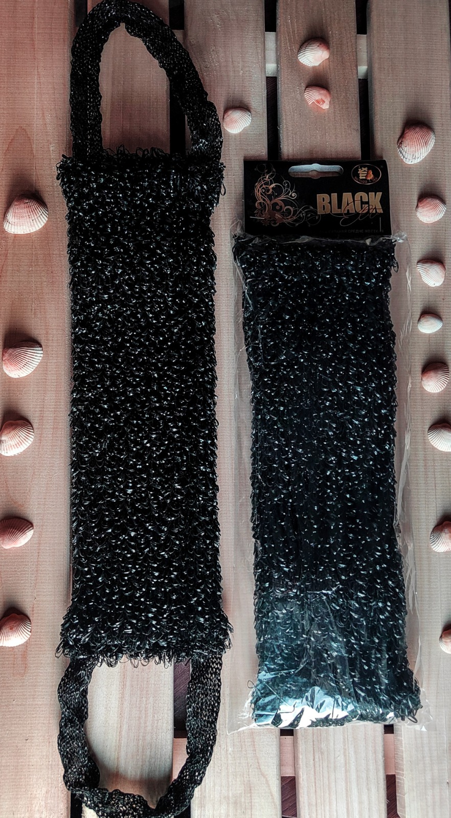 Мочалка &quot;BLACK&quot; полипропилен ср/жесткая  42х12 /50/