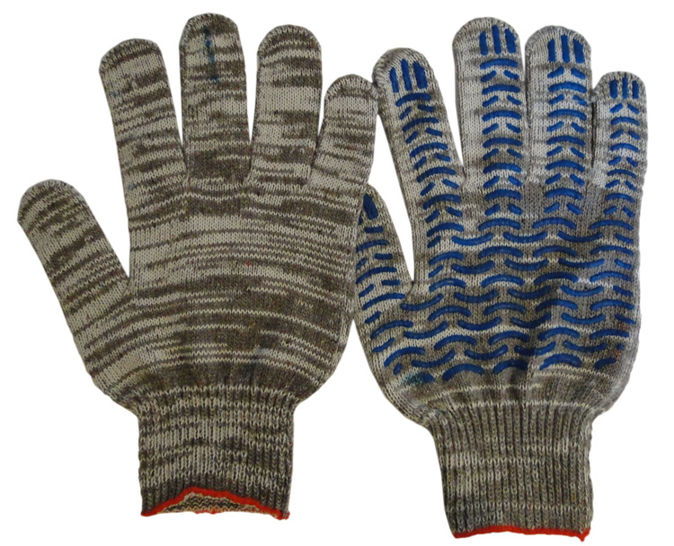 Перчатки 6-ти нитка серые с пвх /10/400/